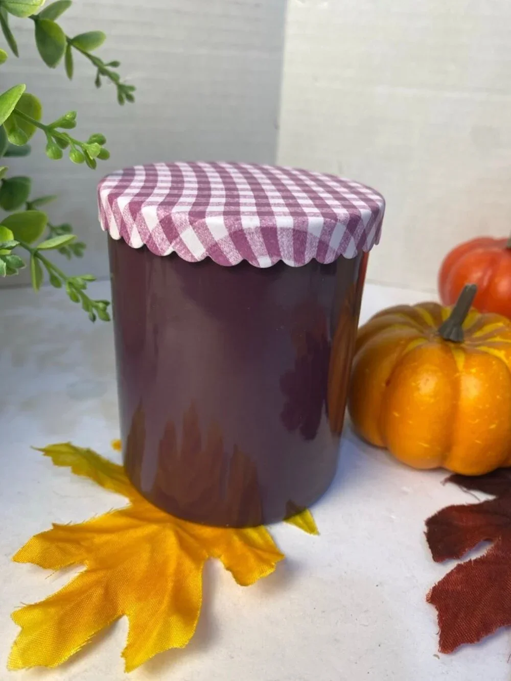 Wild Blackberry Jam Signature Single Wick Candle Gingham Scalloped Lid NEW